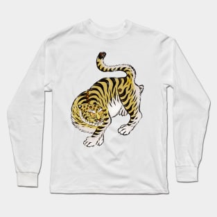 Minhwa: Tiger Yellow Type (Korean traditional/folk art) Long Sleeve T-Shirt